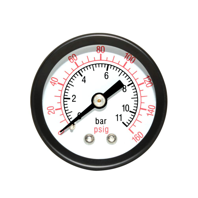 Beduan Air Pressure Gauge for Air Compressor 1-1/2" Dial Center Back Mount, 1/8" NPT,0-160 Psi 160 Psi