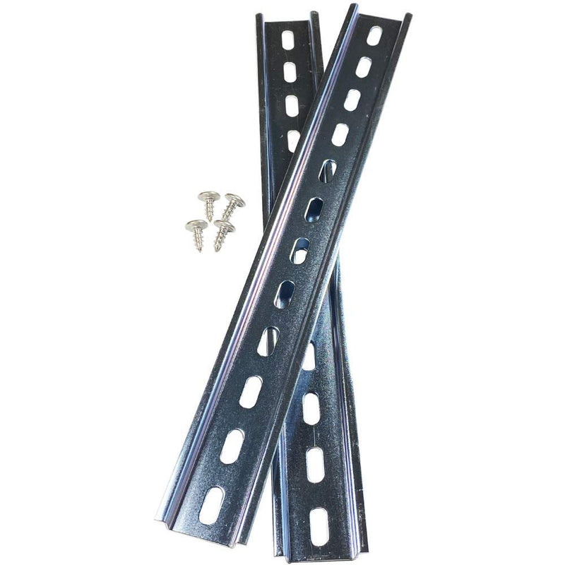 [Australia - AusPower] - ICI 2 Pieces DIN Rail Slotted Steel Zinc Plated RoHS 12" with 4 Stainless Steel Screws 12 Inches Long 35mm Wide 7.5mm High 