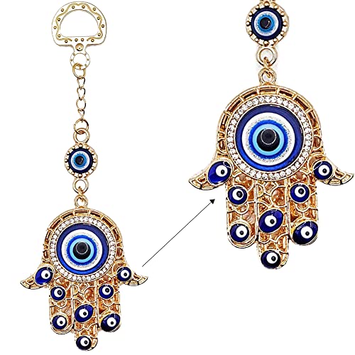 LUCKBOOSTIUM Hamsa Hand and Evil Eye Keychain with Crystal Rhinestones Gold Hamsa