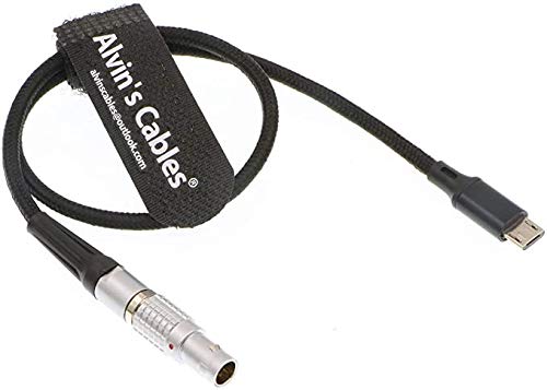 Alvin's Cables 2 Pin Male to Micro USB Power Cable for Z CAM E2 Flagship to Nucleus Nano Braided Wire straight 2 pin