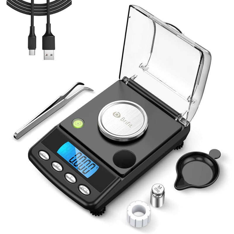 [Australia - AusPower] - AMIR 20g/0.001g Digital Milligram Scale, Precision Electronic Scale with 6 Units, USB & Battery Powered, Tare, Calibration Weights, Tweezers, Pocket Microgram Scale for Powder Medicine, Jewelry 