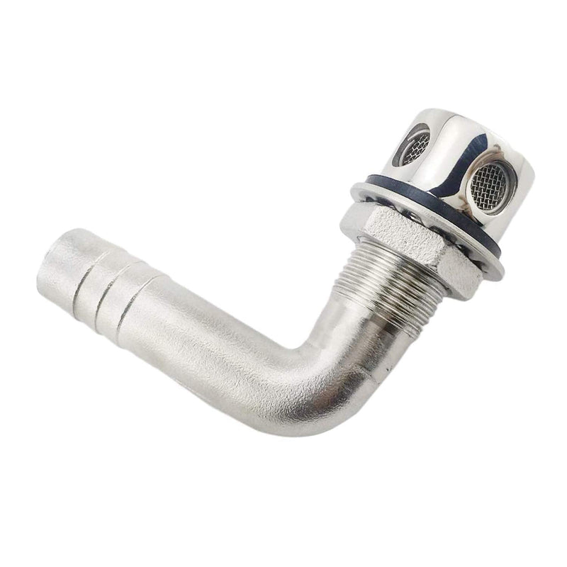 SHENGHUISS Boat GAS Fuel Tank Vent for 5/8 inch Hose, Stainless Steel 316 Marine 90 Degree Thru-Hull Fuel Gas Tank Vent with Mounting Gasket Hardware no Cap