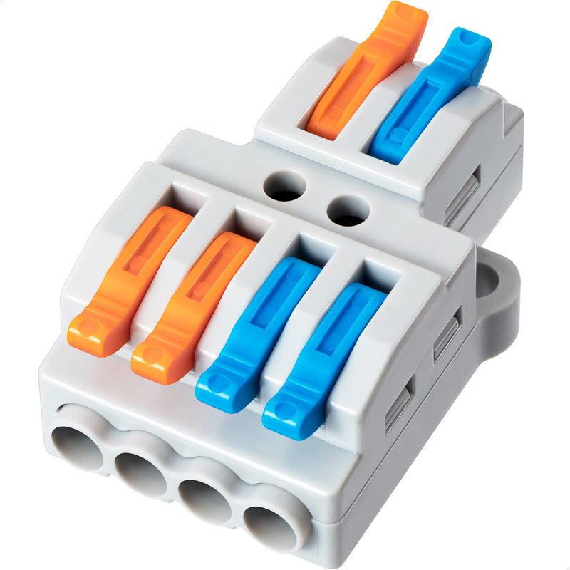 [Australia - AusPower] - GKEEMARS 10 Pcs Lever Wire Connectors, Quick Wiring Cable Connector Push-in Conductor Terminal Block (2 in 4 Out) 2 in 4 out 