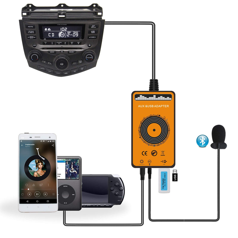 [Australia - AusPower] - Car Bluetooth Transmitter with USB & AUX Input Interface for Honda Accord 2003-2012, Civic 2006-2014, CR-V 2004-2014, Odyssey 2005-2010, Pilot 2006-2014, TSX 2004-2011, MDX 2005-2006 