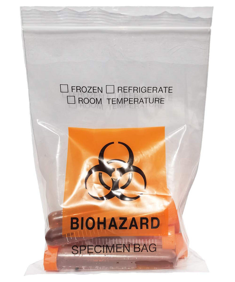 [Australia - AusPower] - 100pcs Biohazard Specimen Bags, 6x9.8in/15x25cm Laboratory Sample Bag with Biohazard Logo Printing, Ziplock Top with Outside Pocket Paperwork Pouch 1 Count (Pack of 100) 