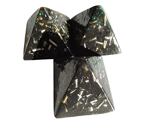 3 Black Iron Oxide Small Pyramids Orgone Generator Energy Accumulator Perfect Gifting Tool! Made Using Advance Harmonics Orgonite Many Beautiful Ingredients!