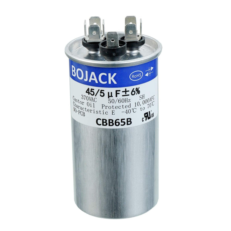 [Australia - AusPower] - BOJACK 45+5uF 45/5MFD ±6% 370V CBB65 Dual Run Circular Start Capacitor for AC Motor Run or Fan Start or Condenser Straight 