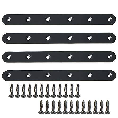 Alise 8-inch black flat bracket mending plate for wood shelves