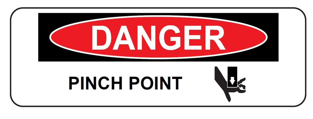 "Danger Pinch Point" Paper Label, 1 x 3 Inch Roll of 100