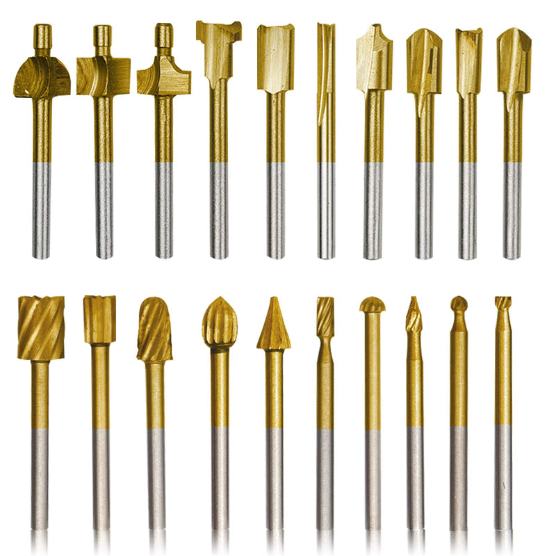 [Australia - AusPower] - 10Pcs HSS Router Carbide Engraving Bits & 10Pcs Router Bit with 1/8"(3mm) Shank Power Rotary Tools for DIY Woodworking, Carving, Sculpting, Engraving, Drilling. 10 pcs Router Bits & 10 pcs Engraving Bits 