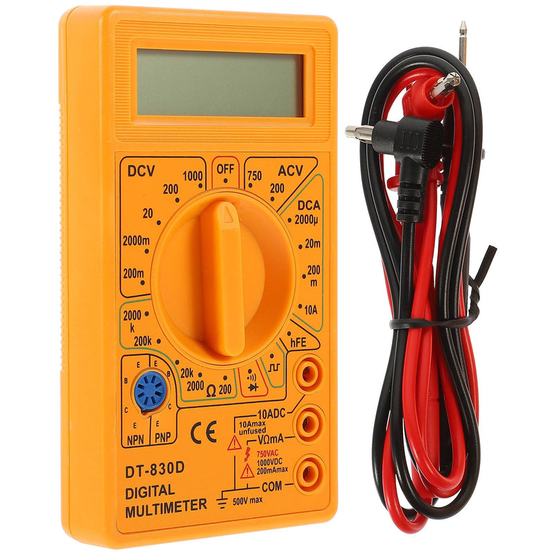 [Australia - AusPower] - TEHAUX TD 830D Voltage Tester - Digital Multimeter with Buzzer - Small Portable LCD Display for AC/DC Voltage, Current, Resistance Testing - Electrician Tool Yellow 