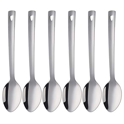 13-Inch Serving Spoons Set of 6, dongbo Stainless Steel Long Handle Buffet Serving Spoons for Catering, Silver