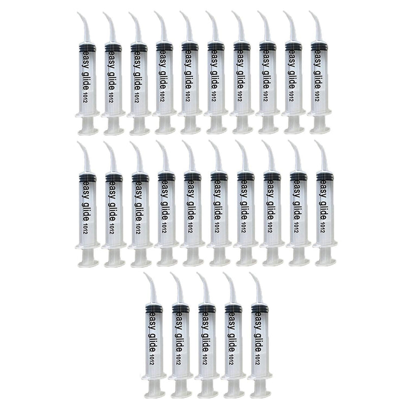 [Australia - AusPower] - 25 Pack Disposable 12cc Dental Sterile Syringe Dental Irrigation Syringe with Curved Tip, Tonsil Squirt Mouthwash Cleaner 