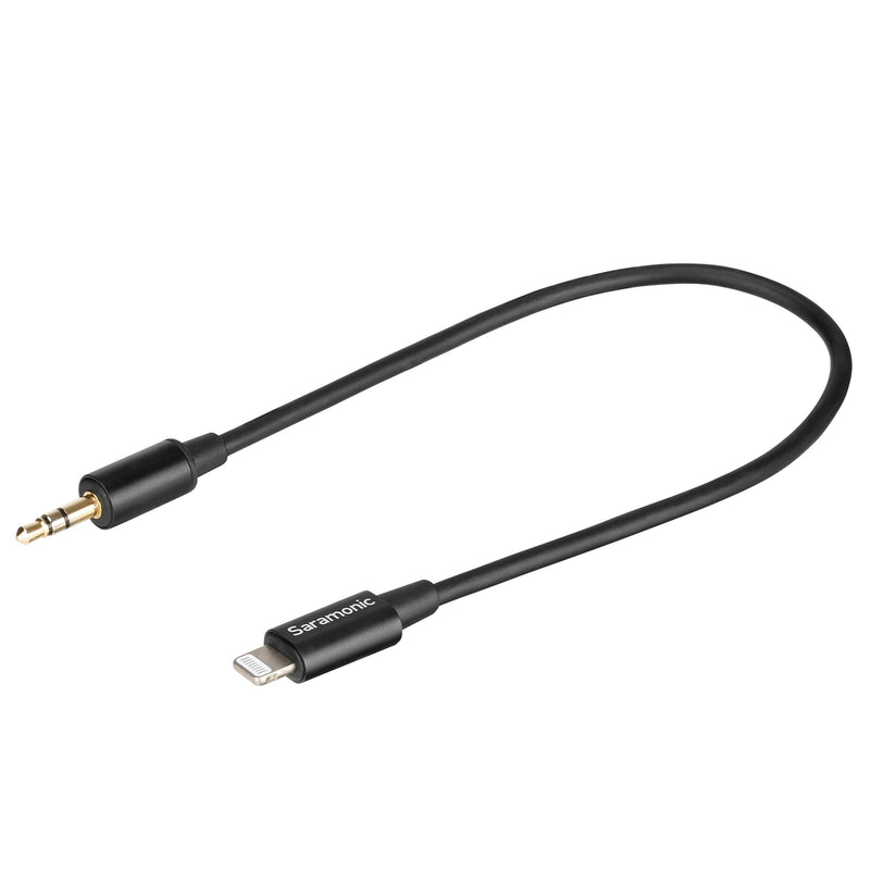 [Australia - AusPower] - Saramonic 3.5mm TRS Male to Apple Lightning Connector Microphone & Audio Adapter Cable 9" (22.86cm) (SR-C2000), black 