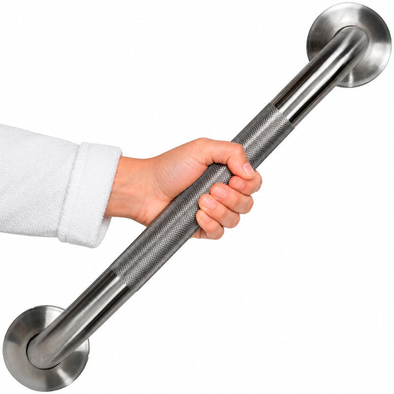 Vive Textured Shower Bars for Elderly | Metal Bathroom Safety Rail, Anti-Slip Shower Handle, Stainless Steel Wall Handrail, Heavy Duty Handicap Support, 440 lb 16" (Inches)