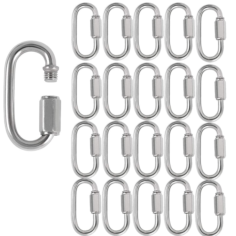[Australia - AusPower] - 20 Pack M5 3/16 Inch Quick Link, 648 Lbs Stainless Steel Threaded Chain Connector Heavy Duty D Shape Locking Repair Link for Backpack DIY Accessories M5 20 PCS 