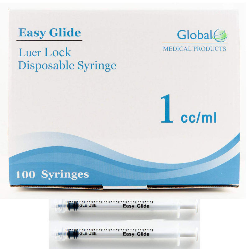 [Australia - AusPower] - 1ml 1cc Sterile Syringe Luer Lock Tip, No Needle, Pack of 100 
