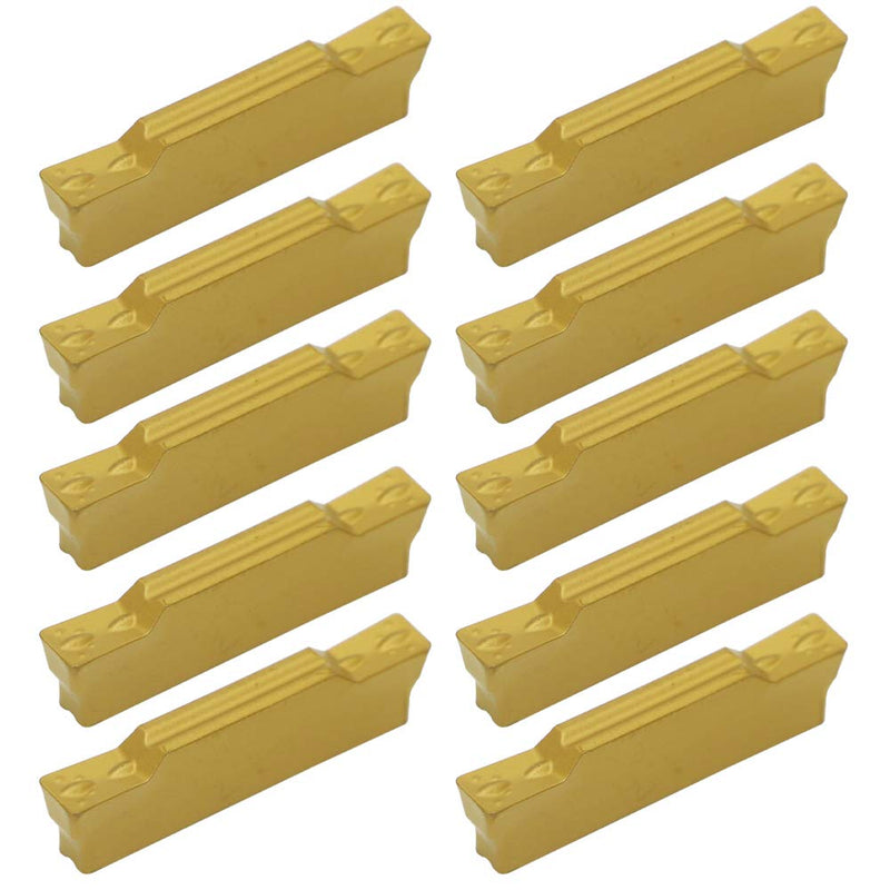 [Australia - AusPower] - Indexable Carbide Grooving Inserts MGMN300-M (3mm) Tin Coated CNC Carbide Turning Inserts Lathe Inserts Cutters for MGEHR MGIVR Lathe Grooving Cut-Off Tool,Processing Steel,10 Pcs/Box MGMN300-M NC 