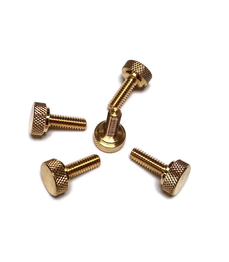 [Australia - AusPower] - 5 Pack of 1/4-20 Knurled Shoulder Flat Tip Brass Thumb Screw - 1-1/16" OAL 