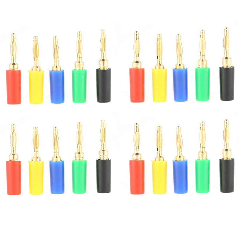 [Australia - AusPower] - Oumefar 20Pcs Speaker Banana Plugs Connector Mixed Colors Banana Plug Brass Jack Test Probes Connector Electrical Testing for Medical Equipment Speaker Amplifier 