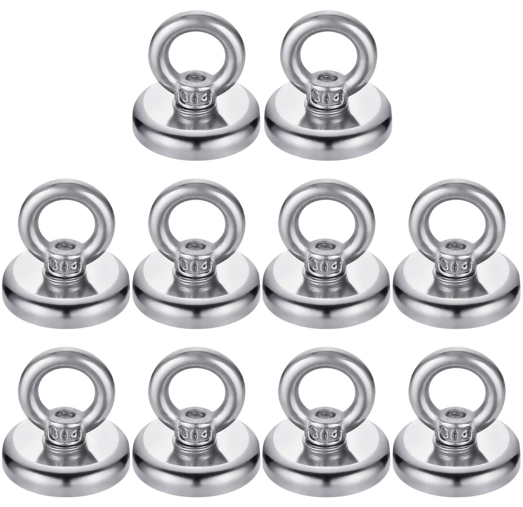 FINDMAG 40 LBS(18KG) Magnetic Hooks Super Strong Neodymium Magnetic Hooks with Countersunk Hole Eyebolt for Home Kitchen Workplace Office and Garage - 10 Pack 40LBS Pack of 10