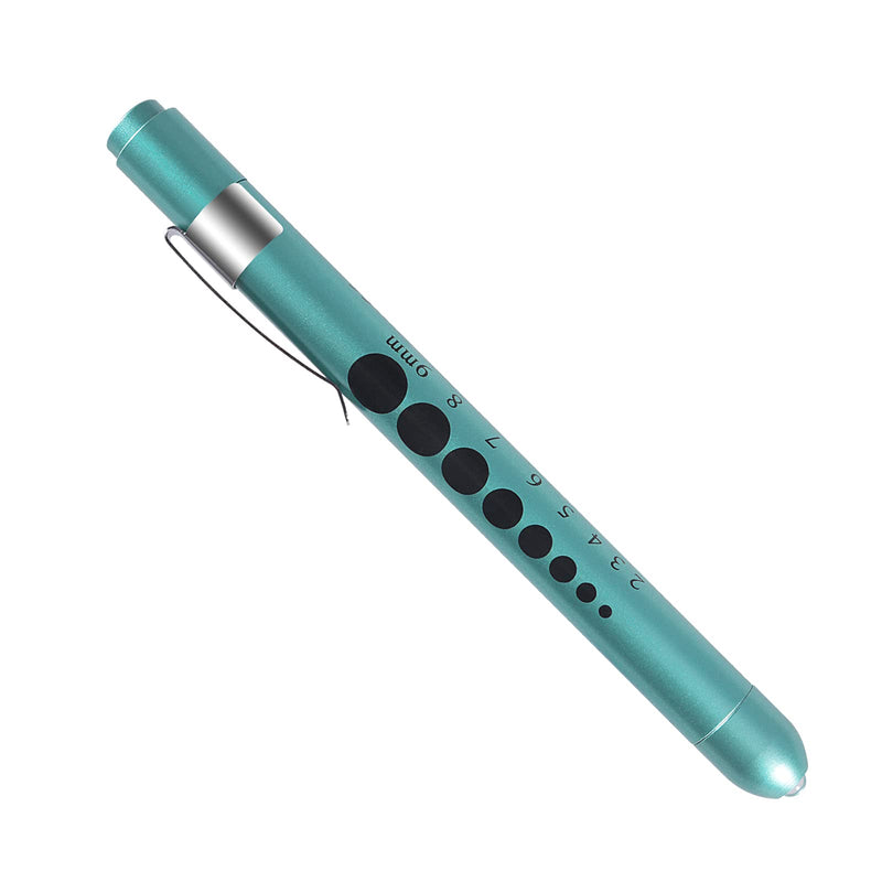 [Australia - AusPower] - Pen Light,Nurse Medical Reusable LED Penlight White Light with Pupil Gauge and Ruler (Teal) Teal 