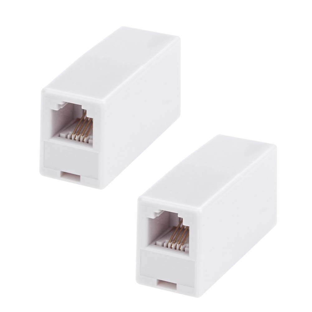 [Australia - AusPower] - RJ11 Coupler, 2 Pack Telephone Phone Line Connector Coupler RJ11 6P4C Inline Keystone Jack Female to Female Straight Telephone Cable Cord Extension Adapter White 