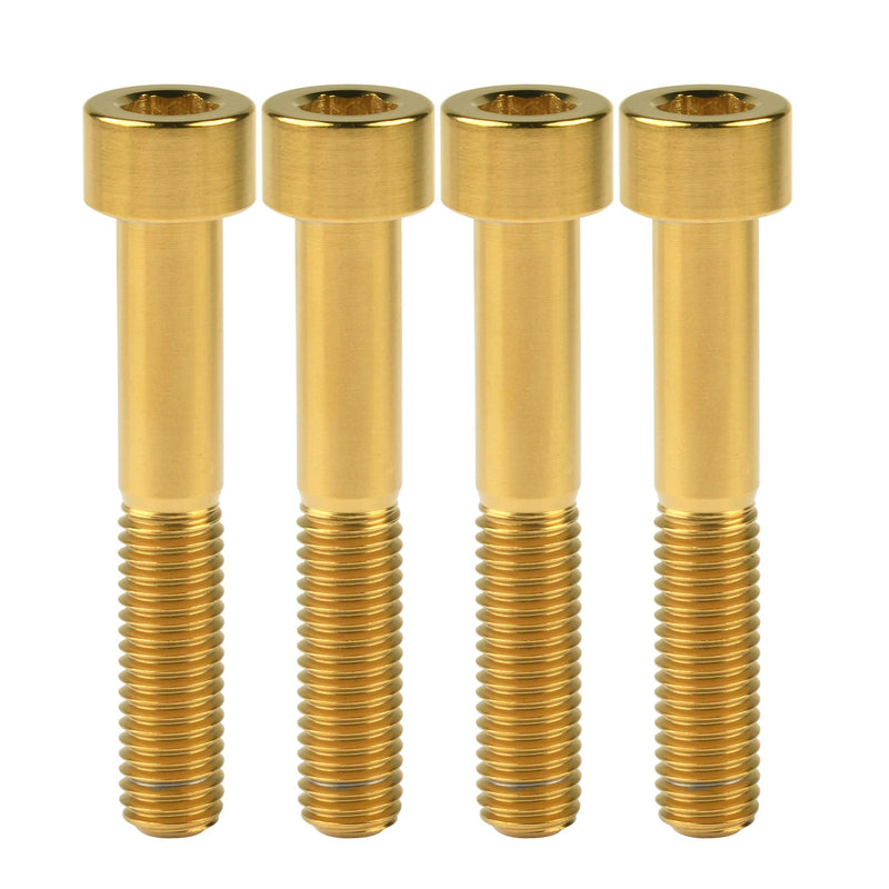 Titanium Cap Allen Socket Head Bolts M10 20 25 30 35 40 45 50 55 60mm Screw Pack of 4 (M10x60mm Pitch 1.25mm, Gold) M10x60mm Pitch 1.25mm