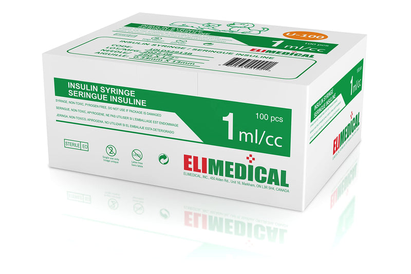 [Australia - AusPower] - Veterinary Insulin Syringe, U-100, 1cc (1ml), 29G x 1/2 inch (12.7mm), Individually Packed, for Pet Cat or Dog, 100 per box, 10LDS2913B 