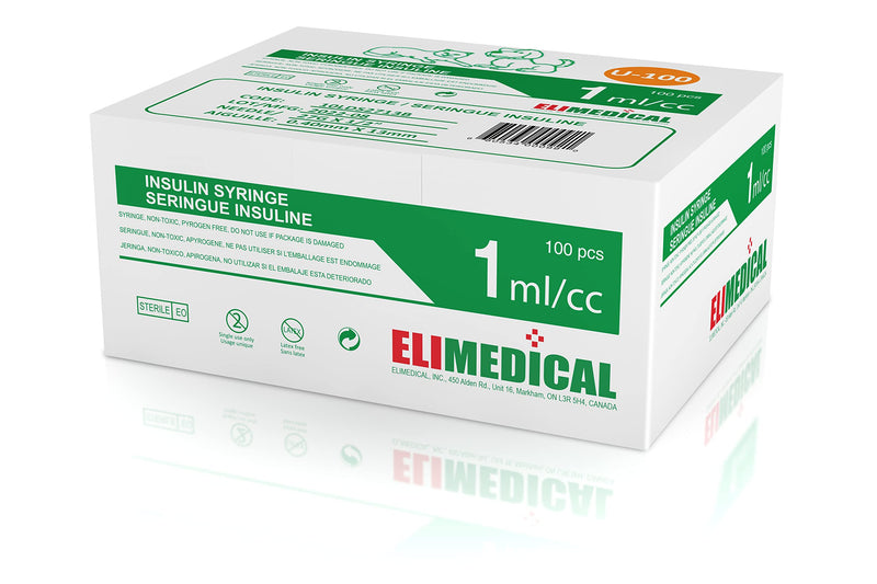 [Australia - AusPower] - Veterinary Insulin Syringe, U-100, 1cc (1ml), 27G x 1/2 inch (12.7mm), Individually Packed, for Pet Cat or Dog, 100 per box, 10LDS2713B 