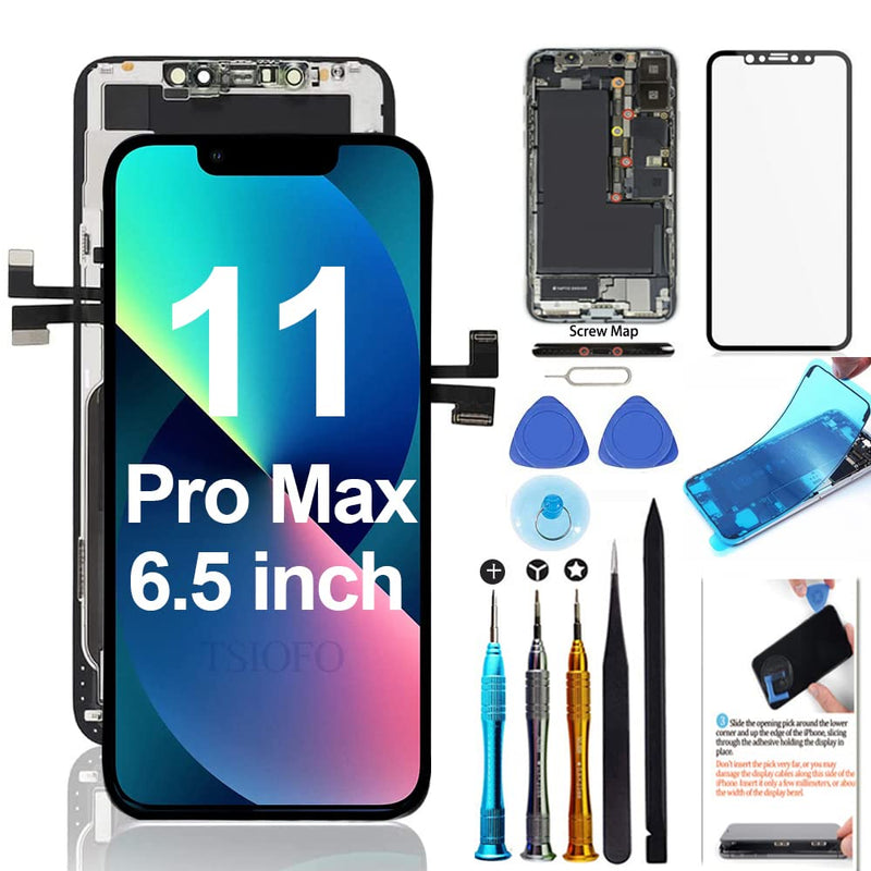 [Australia - AusPower] - for iPhone 11 Pro Max Screen Replacement 6.5 inch LCD Display 3D Touch Digitizer Frame Assembly Full Repair Kit with Repair Tools, Screen Protector, Instructions 