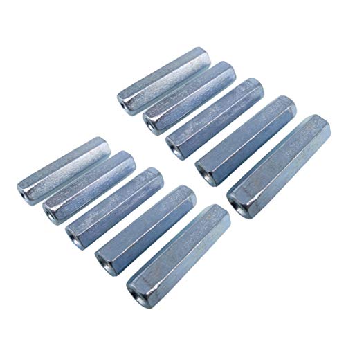 Yodaoke M10 x 1.5 x 50mm zinc-plated hex coupling nut connector, 10-piece set