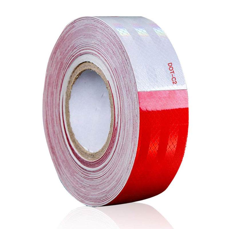 JCXJ 2inx100Ft Dot-C2 Red/White Reflective Safety Conspicuity Tape Waterproof High Intensity Reflective,Caution Sign,Driveway reflectors Tape for Vehicles,Trailers,Boats,Signs,Outdoor, Cars, Trucks 2 in x 100 Ft