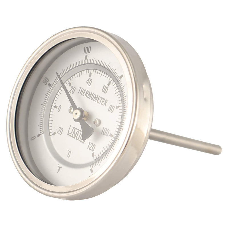 [Australia - AusPower] - T110 Series 3" Dial, Full Stainless Steel Bimetal Dial Thermometer, 0-250°F, 1/2" NPT, Back Mount (4" Stem) 4" Stem 