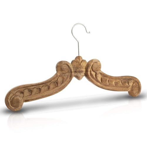 eTroves Wooden Dress Hanger Royal Antique Look Decorative Wooden Bridal Gown Hangers, Brown, 18 Inch
