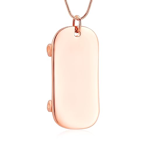 Cremation Jewelry Man’s Stainless Steel Skateboard Pendant Urn Necklace Unique Appearance Pet Cremation Necklace Rose Gold
