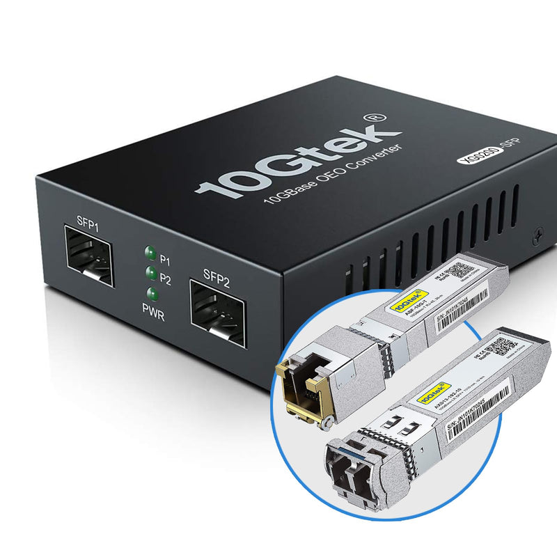 10Gtek SFP+ Media Converter G0200-SFP (Kit #33), 10GBase-T Reach 30 Meters, SFP+ LR Module, 10 km, SMF, 1310 nm Kit#33: 10km X1