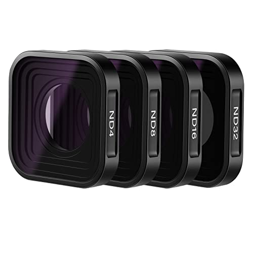NEEWER 4 Pack ND Filter Kit, Multicoated Neutral Density Lens Filter Set (ND4/8/16/32) with Aluminum Frame & Optical Glass Compatible with GoPro Hero 13/12 / 11/10 / 9 Metal Frame 4 Packs ND