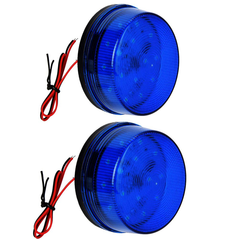 [Australia - AusPower] - Blue Strobe Beacon Light,Lelukee 2pcs DC 12V Flashing Light Rainproof Blue Led Alarm Signal for Field Work Snowplow Outdoor Work Home Security System Etc. (Blue) 