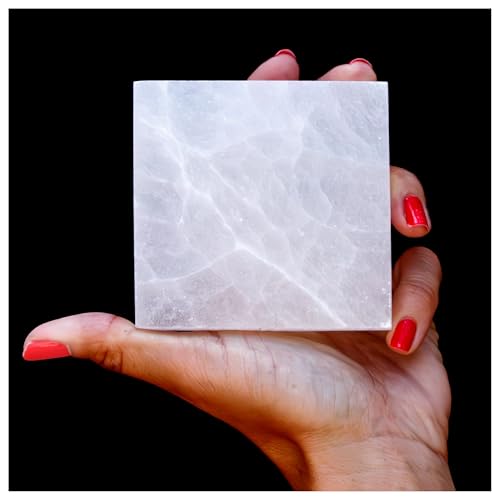 Om Zone Selenite Charging Plate for Cleansing Crystals & Healing Stones, Meditation, Reiki, Protection Crystals, Spiritual Gift (1, 3" Square) 1