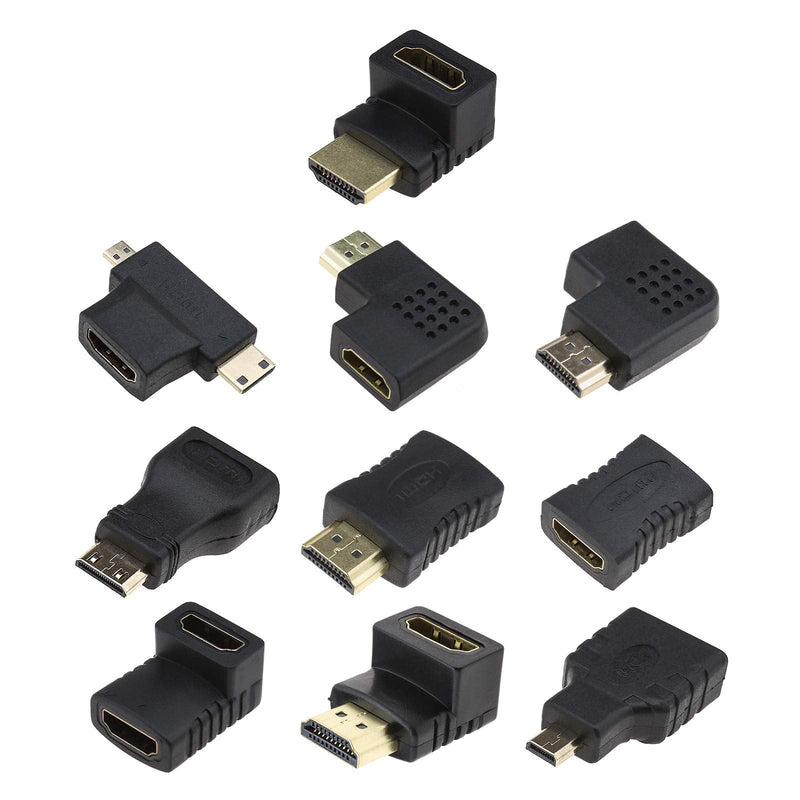 [Australia - AusPower] - SING F LTD 10Pcs Mixed HDMI Adapters Kit,HDMI to Mini HDMI/Micro HDMI HDMI Female Male Gold-Plated Interface Converter Connector 