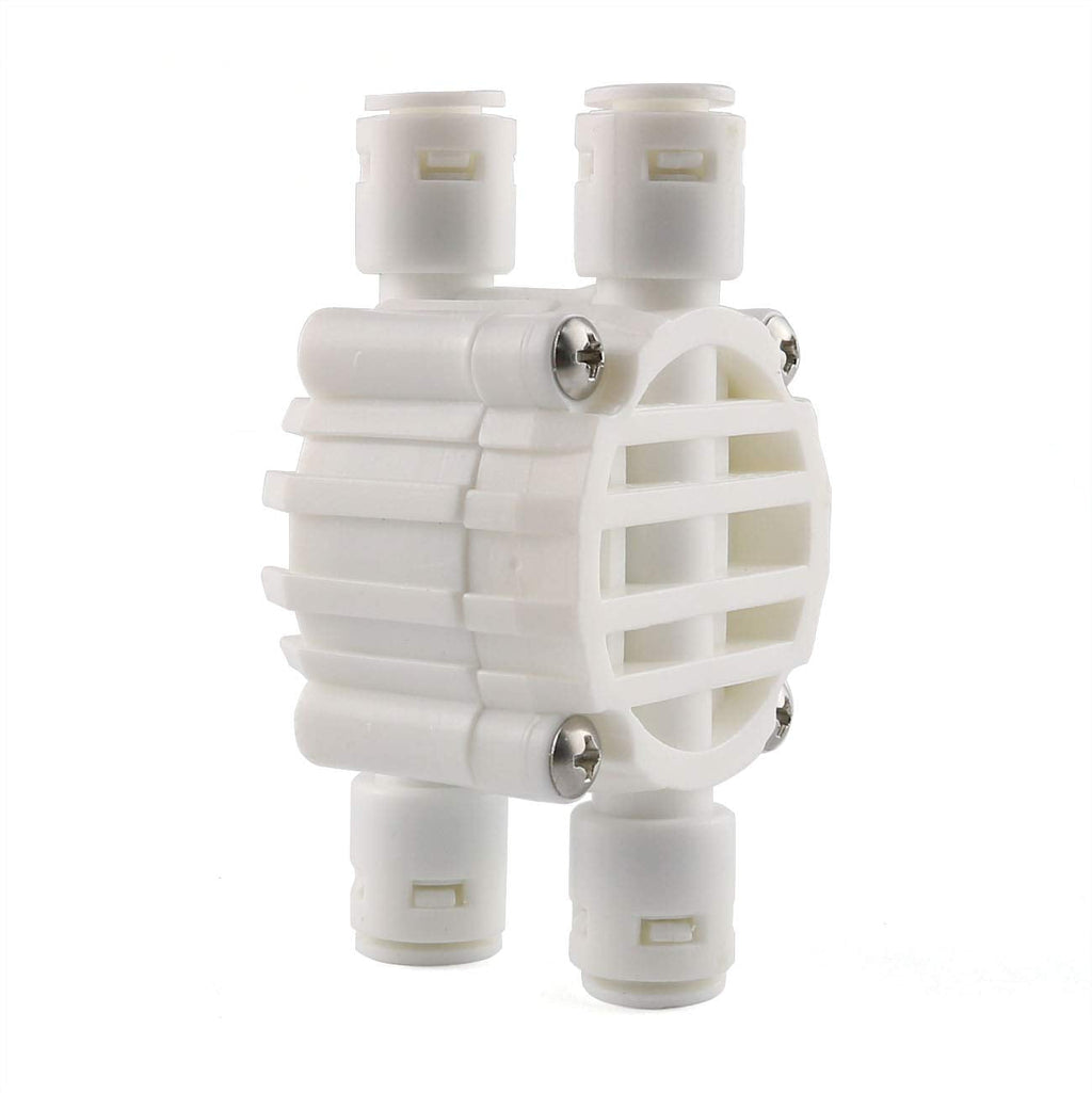 E-outstanding 1/4 Inch Push-Fit 4-Way Automatic Shut-Off Valve with Quick-Connect Fittings for Water Purifier Reverse Osmosis System