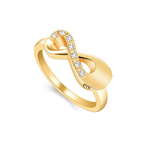 XSMZB Cremation Ring for Ashes Crystal Infinity Ring Memorial Keepsake Urn Ring Holder Ash for Pet/Human Urn Ring for Women Gold 9