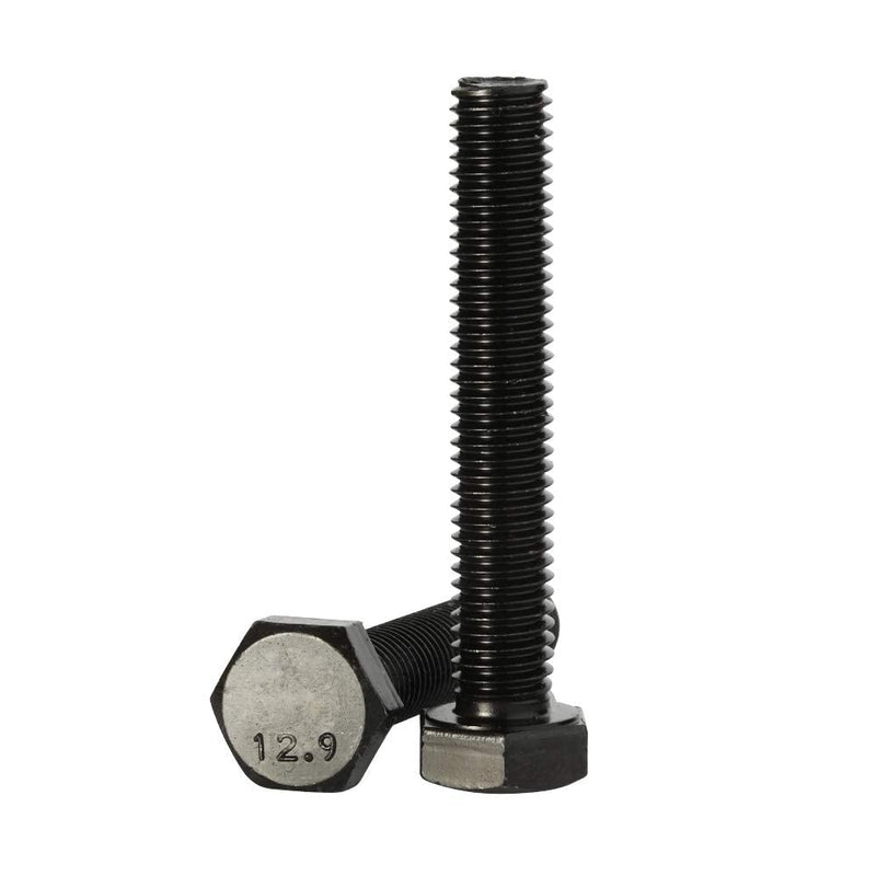 [Australia - AusPower] - M8 x 80mm Hex Head Screw Bolts, Fully Threaded, Alloy Steel Grade 12.9, Black Oxide Finish, Quantity 10 M8-1.25 x 80mm 