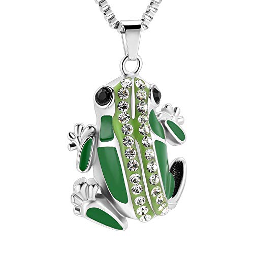 XSMZB Cute Frog Cremation Jewelry for Ashes Frog Shape Urn Necklace for Ashes for Pet/Human Ashes Keepsake Pendant of Loved One Green