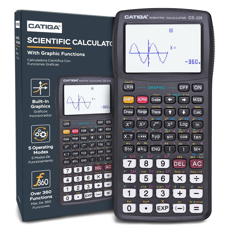 [Australia - AusPower] - CATIGA Scientific Calculator with Graphic Functions - Multiple Modes with Intuitive Interface - Perfect for Students of Beginner and Advanced Courses, High School or College 1) Black 