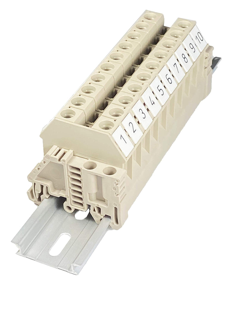 [Australia - AusPower] - ICI Dinkle Numbered Assembly DK10N 10 Gang Box Connector DIN Rail Terminal Blocks, 6-20 AWG, 60 Amp, 600 Volt Separate Circuits 
