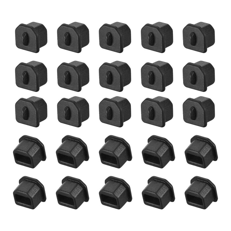 [Australia - AusPower] - uxcell Silicone USB B Anti-Dust Stopper Cap Cover Black 20pcs 