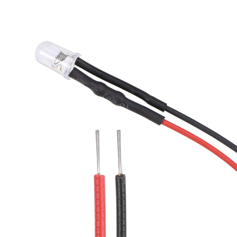 [Australia - AusPower] - uxcell 10Pcs DC 6V 5mm Pre Wired LED, Flashing Red Light Round Top Clear Lens, Light Emitting Diodes with Edge 