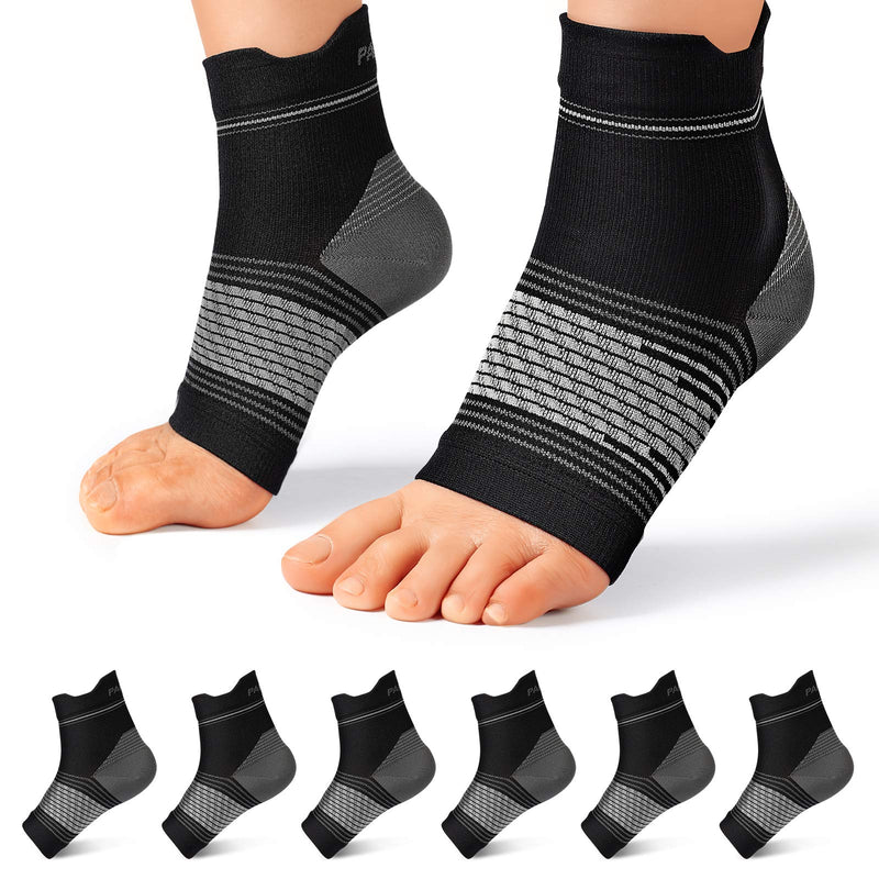 [Australia - AusPower] - Plantar Fasciitis Sock (6 Pairs) for Men and Women, Compression Foot Sleeves with Arch and Ankle Support (Black, Large) Black(6 Pairs) 